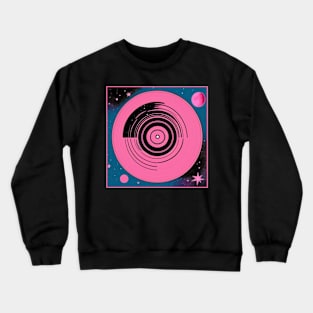 Cosmic Galaxy Pink Retro Futurism Vinyl Record Graphic Crewneck Sweatshirt